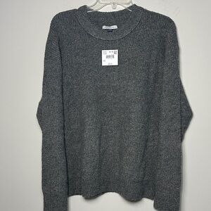 NWT American Eagle medium gray ribbed sweater oversized boxy crewneck sweater M